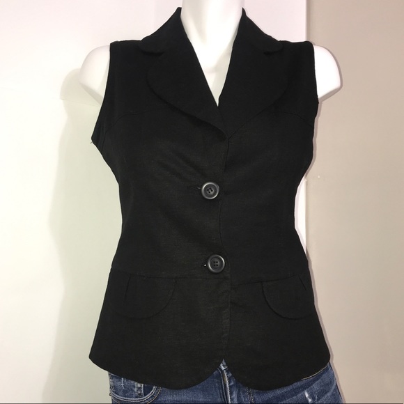 Urban Behaviour Classic Black Buttoned Blazer Vest - Picture 1 of 11